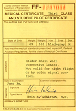 medical 3rd class and student pilot certificate medical 3rd class and student pilot certificate